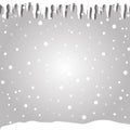 Winter silver snowy background in cartoon style with icicles Royalty Free Stock Photo