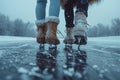 Winter skate vibes Couples showcasing fashionable ice skating outfits
