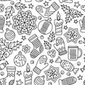 Winter sketches Seamless pattern. Hand-drawn doodles New Year, Christmas . Coloring book or fabric Royalty Free Stock Photo