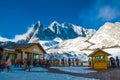 Winter ski chalet and cabin in snow mountain Royalty Free Stock Photo