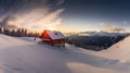 Winter Ski Chalet and Cabin in Snow Mountain Landscape in Tyrol Austria Royalty Free Stock Photo