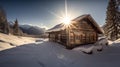 Winter Ski Chalet and Cabin in Snow Mountain Landscape in Tyrol Austria Royalty Free Stock Photo