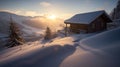 Winter Ski Chalet and Cabin in Snow Mountain Landscape in Tyrol Austria Royalty Free Stock Photo