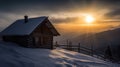 Winter Ski Chalet and Cabin in Snow Mountain Landscape in Tyrol Austria Royalty Free Stock Photo