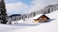 Winter Ski Chalet and Cabin in Snow Mountain Landscape in Tyrol Austria Royalty Free Stock Photo