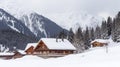 Winter Ski Chalet and Cabin in Snow Mountain Landscape in Tyrol Austria Royalty Free Stock Photo