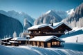 Winter ski lodge and cabin in an Austrian tyrol mountains