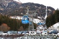 SEISER ALM, ITALY - DEC 7, 2017: Cable car to the ski resort at Dolomites on Dec 7, 2017 in Seiser Alm, Italy.