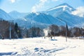 Winter ski resort panorama in Bansko, Bulgaria Royalty Free Stock Photo