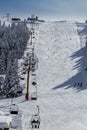 Winter ski resort,people skiing. Uludag Mountain, Bursa, Turkey Royalty Free Stock Photo