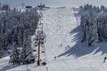 Winter ski resort,people skiing. Uludag Mountain, Bursa, Turkey Royalty Free Stock Photo