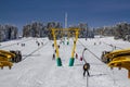 Winter ski resort,ski lift,people skiing. Uludag Mountain, Bursa, Turkey Royalty Free Stock Photo