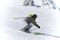 Winter ski sports. Skier downhill Royalty Free Stock Photo