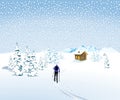 Winter skier in snowstorm Royalty Free Stock Photo