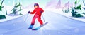 Winter skiing sport, extreme outdoors activity fun