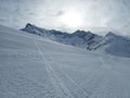 Winter skitouring adventure in granastpitzgruppe mountains in austrian alps Royalty Free Stock Photo