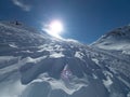 Winter skitouring adventure in granastpitzgruppe mountains in austrian alps Royalty Free Stock Photo