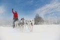 Winter sled dog race in the wonderful winter landscape in the ba Royalty Free Stock Photo