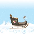 Winter Sled Flowers Vintage Snow Snowflake Beautiful Vector Illustration Royalty Free Stock Photo