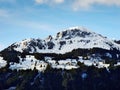 Winter and snow on the Alpine peaks in the mountain range Glarus Alps Royalty Free Stock Photo