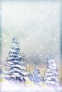 Winter snow background. Blurred snowflakes on Original oil painting - Christmas Royalty Free Stock Photo