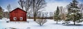 Winter Snow Barn Panorama Scene