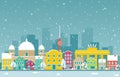 Winter Snow in Berlin City Cityscape Skyline Landmark Building Illustration