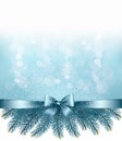 Winter snow and blue ribbon background. Royalty Free Stock Photo