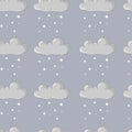 Winter snow cloud seamless pattern