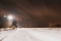 winter snow cold light dark sky tree Royalty Free Stock Photo