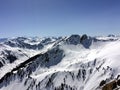 Winter snow covered mountain peaks in Austrian alps. Royalty Free Stock Photo