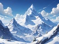 Winter snow covered mountain peaks in Caucasus. Great place for winter sports Royalty Free Stock Photo