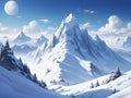 Winter snow covered mountain peaks in Caucasus. Great place for winter sports Royalty Free Stock Photo