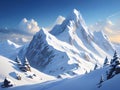 Winter snow covered mountain peaks in Caucasus. Great place for winter sports Royalty Free Stock Photo