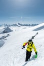 Winter snow covered mountain peaks in Caucasus. Great place for winter sports Royalty Free Stock Photo