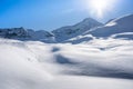 Winter snow covered mountain, Saas-Fee, Switzerland Royalty Free Stock Photo