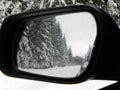 Winter snow-covered road. Beautiful forest, nature and road covered with snow. Details and close-up. Royalty Free Stock Photo