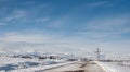 Winter snow-covered road in the Georgian mountains Royalty Free Stock Photo