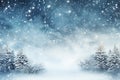 Winter snow-covered trees background with copy space. Christmas and New Year holidays. AI generated. Royalty Free Stock Photo