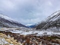 Winter snow covered the valley and the high mountain in Sichuan Royalty Free Stock Photo