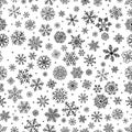 Winter Snow Flakes Doodle Seamless Background