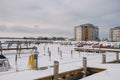 Winter in Vordingborg yacht harbor in Denmark Royalty Free Stock Photo