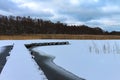 Winter with snow on a lake in Prerow, Germany Royalty Free Stock Photo