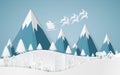 Winter Snow Landscape City Happy new year and Merry christmas,paper art and craft style.