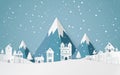 Winter Snow Landscape City Happy new year and Merry christmas,paper art and craft style.