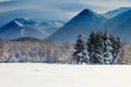 Winter with snow on Lika, foothill of the Velebit Mountain