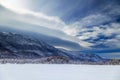 Winter with snow on Lika, foothill of the Velebit Mountain Royalty Free Stock Photo