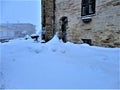 Winter and snow in Montelupone town, Marche region, Italy