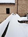 Winter and snow in Montelupone town, Marche region, Italy