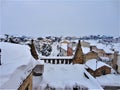 Winter and snow in Montelupone town, Marche region, Italy